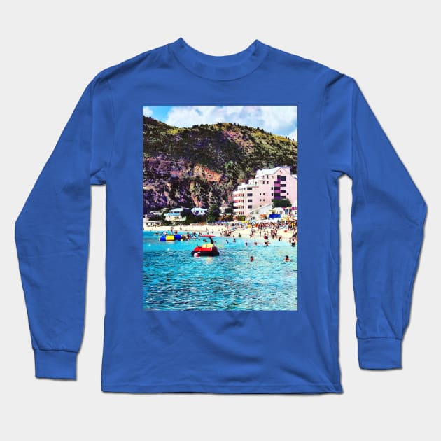 Philipsburg Sint Maarten Beach Long Sleeve T-Shirt by SusanSavad